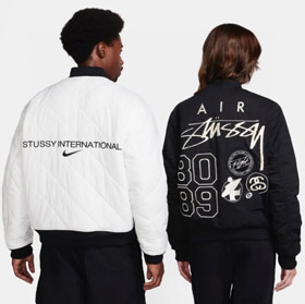 Nike x Stussy Collaboration Logo Embroidered Reversible Bomber Jacket-4815  